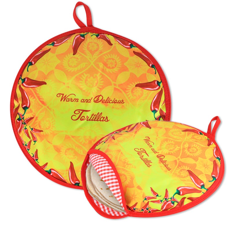 ZKOO 12 Inches Mexican Tortilla Warmer Pouch - Microwavable Insulated Safe Cotton Fabric Pouch  Food Warmer Holder for Keeping Breads Tortillas Soft and Warm up to One Hour (1 Pcs  Yellow) - Image 1